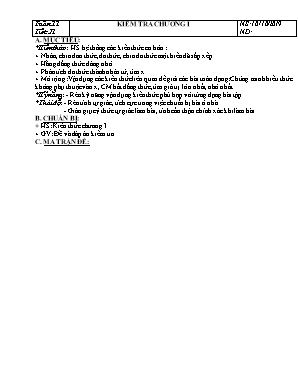 Giáo án Đại số Lớp 8 - Tiết 21 Kiểm tra Chương I - Năm học 2019-2020